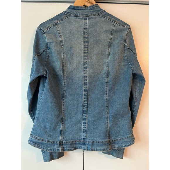 Live A Little‎ Women's Denim Jacket Collarless - Size Large - Picture 2 of 9